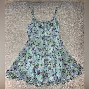 Floral mini Dress in Blue and Purple - LunaChick